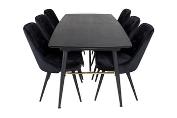 Irunea forlengbar spisegruppe 180 cm inkl. 6 Valera Lyx stoler - Svart - Møbler - Bord - Spisegrupper