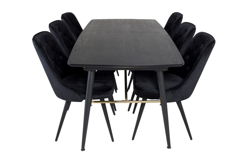 Irunea forlengbar spisegruppe 180 cm inkl. 6 Valera Lyx stoler - Svart - Møbler - Bord - Spisegrupper