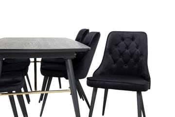 Irunea forlengbar spisegruppe 180 cm inkl. 6 Valera Lyx stoler - Svart - Møbler - Bord - Spisegrupper