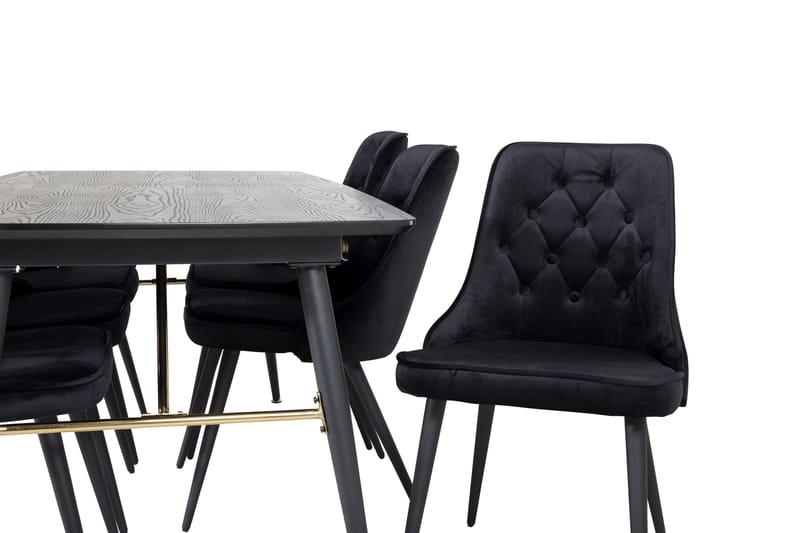 Irunea forlengbar spisegruppe 180 cm inkl. 6 Valera Lyx stoler - Svart - Møbler - Bord - Spisegrupper