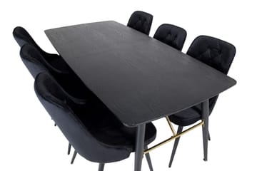 Irunea forlengbar spisegruppe 180 cm inkl. 6 Valera Lyx stoler - Svart - Møbler - Bord - Spisegrupper