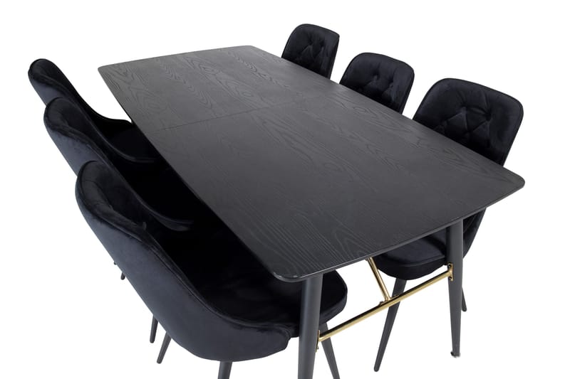 Irunea forlengbar spisegruppe 180 cm inkl. 6 Valera Lyx stoler - Svart - Møbler - Bord - Spisegrupper