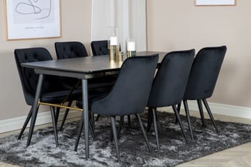 Irunea forlengbar spisegruppe 180 cm inkl. 6 Valera Lyx stoler - Svart - Møbler - Bord - Spisegrupper