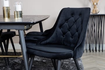 Irunea forlengbar spisegruppe 180 cm inkl. 6 Valera Lyx stoler - Svart - Møbler - Bord - Spisegrupper