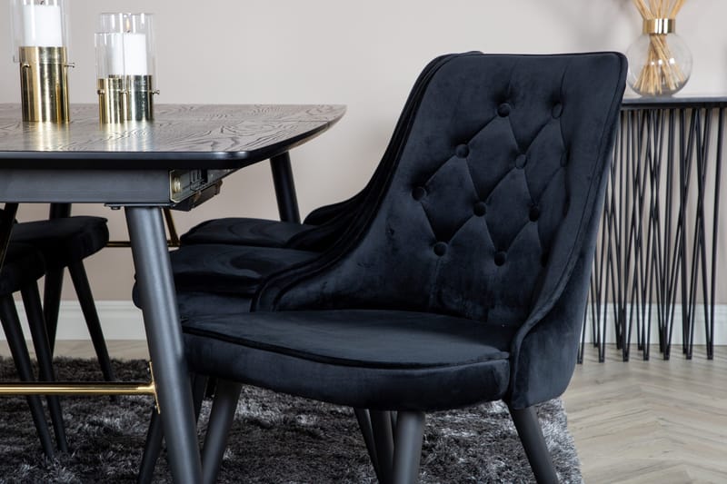 Irunea forlengbar spisegruppe 180 cm inkl. 6 Valera Lyx stoler - Svart - Møbler - Bord - Spisegrupper