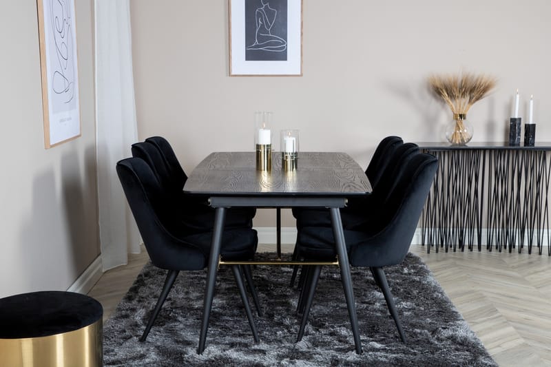 Irunea forlengbar spisegruppe 180 cm inkl. 6 Valera Lyx stoler - Svart - Møbler - Bord - Spisegrupper