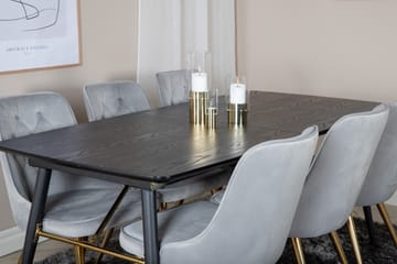 Irunea forlengbar spisegruppe 180 cm inkl. 6 Valera Lyx stoler - Svart/Grå/Messing - Møbler - Bord - Spisegrupper