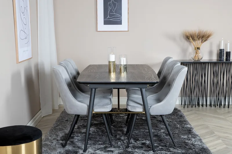 Irunea spisebord 180 cm med 6 stk. Valera Luksus fløyelsstoler - Møbler - Bord - Spisegrupper