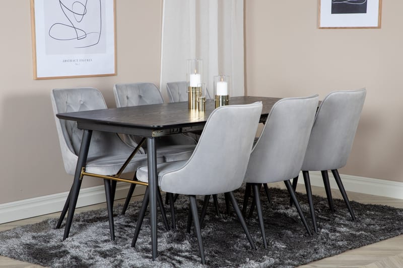 Irunea spisebord 180 cm med 6 stk. Valera Luksus fløyelsstoler - Møbler - Bord - Spisegrupper