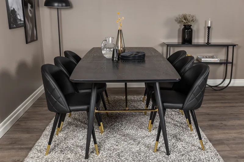 Irunea spisebord 180 cm med 6 stk. Valera spisestoler - Møbler - Bord - Spisegrupper