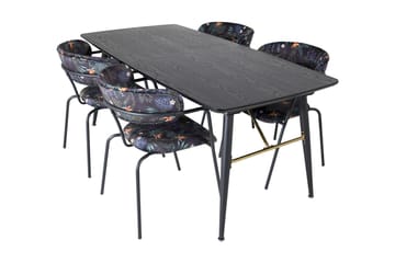 Irunea uttrekkbar spisegruppe 180 cm inkl. 4 Arcarazo stoler - Svart/Flerfarget - Møbler - Bord - Spisegrupper