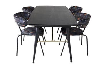 Irunea uttrekkbar spisegruppe 180 cm inkl. 4 Arcarazo stoler - Svart/Flerfarget - Møbler - Bord - Spisegrupper