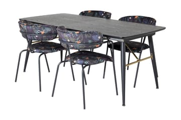 Irunea uttrekkbar spisegruppe 180 cm inkl. 4 Arcarazo stoler - Svart/Flerfarget - Møbler - Bord - Spisegrupper