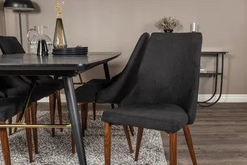 Irunea uttrekkbar spisegruppe 180 cm inkl. 6 Campomar stoler - Svart/Brun - Møbler - Bord - Spisegrupper