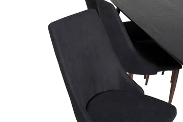 Irunea uttrekkbar spisegruppe 180 cm inkl. 6 Campomar stoler - Svart/Brun - Møbler - Bord - Spisegrupper
