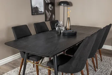 Irunea uttrekkbar spisegruppe 180 cm inkl. 6 Campomar stoler - Svart/Brun - Møbler - Bord - Spisegrupper