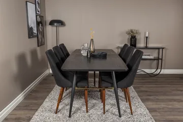 Irunea uttrekkbar spisegruppe 180 cm inkl. 6 Campomar stoler - Svart/Brun - Møbler - Bord - Spisegrupper