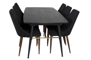 Irunea uttrekkbar spisegruppe 180 cm inkl. 6 Campomar stoler - Svart/Brun - Møbler - Bord - Spisegrupper