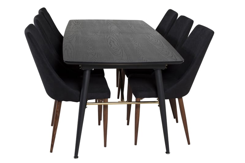 Irunea uttrekkbar spisegruppe 180 cm inkl. 6 Campomar stoler - Svart/Brun - Møbler - Bord - Spisegrupper