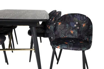Irunea Uttrekkbar Spisegruppe 180 cm inkl. 6 Sedavi Stoler - Svart/Blå - Møbler - Bord - Spisegrupper