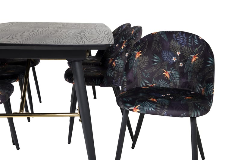 Irunea Uttrekkbar Spisegruppe 180 cm inkl. 6 Sedavi Stoler - Svart/Blå - Møbler - Bord - Spisegrupper