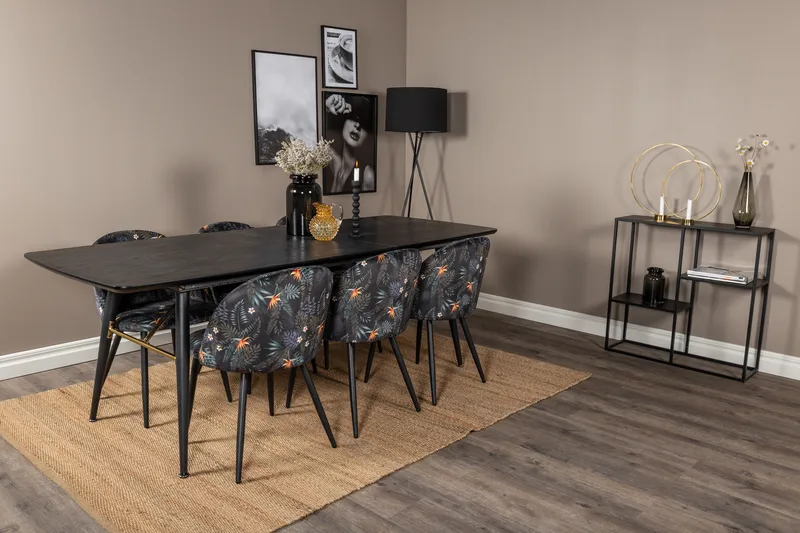 Irunea Uttrekkbar Spisegruppe 180 cm inkl. 6 Sedavi Stoler - Svart/Blå - Møbler - Bord - Spisegrupper