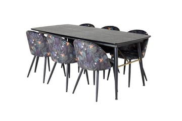 Irunea Uttrekkbar Spisegruppe 180 cm inkl. 6 Sedavi Stoler - Svart/Blå - Møbler - Bord - Spisegrupper