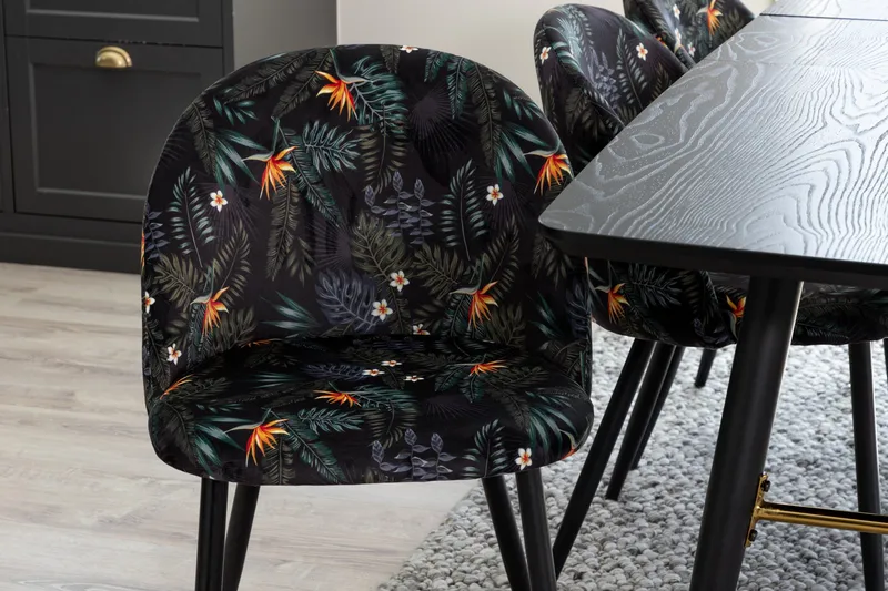 Irunea Uttrekkbar Spisegruppe 180 cm inkl. 6 Sedavi Stoler - Svart/Blå - Møbler - Bord - Spisegrupper