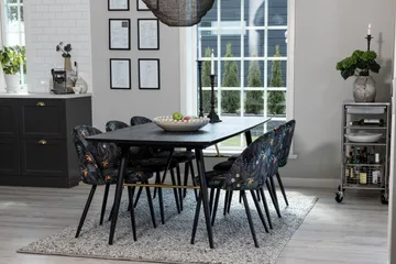 Irunea Uttrekkbar Spisegruppe 180 cm inkl. 6 Sedavi Stoler - Svart/Blå - Møbler - Bord - Spisegrupper