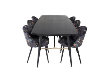Irunea Uttrekkbar Spisegruppe 180 cm inkl. 6 Sedavi Stoler - Svart/Blå - Møbler - Bord - Spisegrupper
