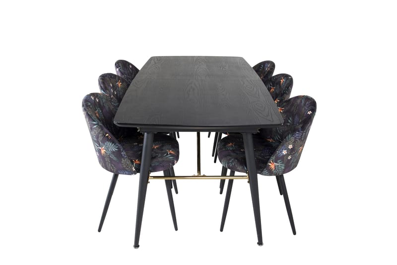 Irunea Uttrekkbar Spisegruppe 180 cm inkl. 6 Sedavi Stoler - Svart/Blå - Møbler - Bord - Spisegrupper