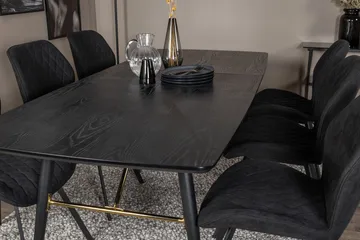 Irunea Uttrekkbar Spisegruppe 180 cm inkl. 6 Sumoas Stoler - Svart - Møbler - Bord - Spisegrupper