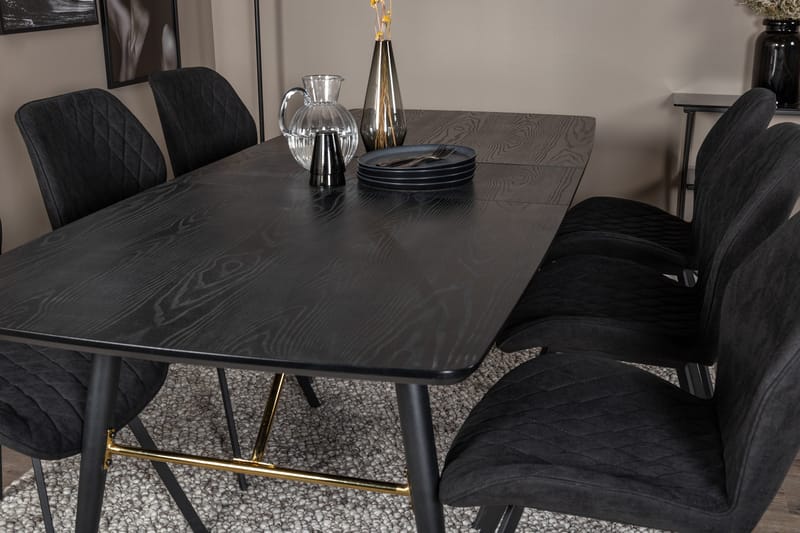 Irunea Uttrekkbar Spisegruppe 180 cm inkl. 6 Sumoas Stoler - Svart - Møbler - Bord - Spisegrupper