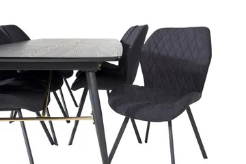 Irunea Uttrekkbar Spisegruppe 180 cm inkl. 6 Sumoas Stoler - Svart - Møbler - Bord - Spisegrupper