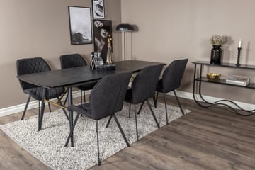 Irunea Uttrekkbar Spisegruppe 180 cm inkl. 6 Sumoas Stoler - Svart - Møbler - Bord - Spisegrupper