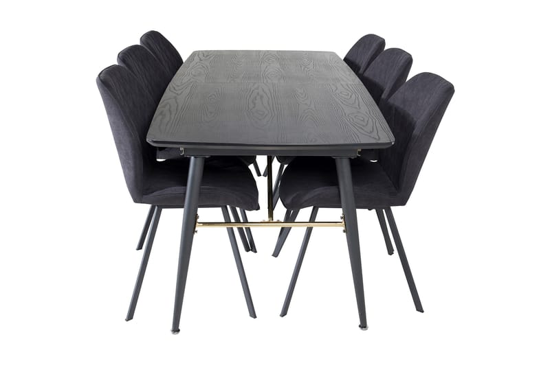 Irunea Uttrekkbar Spisegruppe 180 cm inkl. 6 Sumoas Stoler - Svart - Møbler - Bord - Spisegrupper