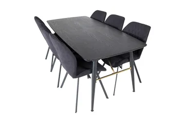 Irunea Uttrekkbar Spisegruppe 180 cm inkl. 6 Sumoas Stoler - Svart - Møbler - Bord - Spisegrupper