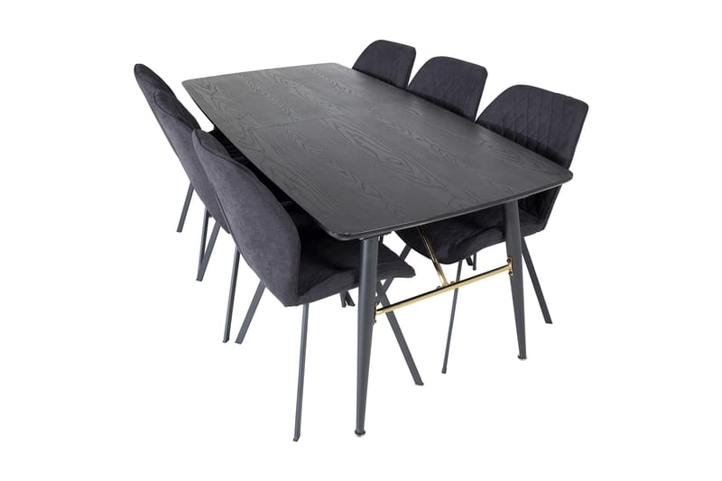 Irunea Uttrekkbar Spisegruppe 180 cm inkl. 6 Sumoas Stoler - Svart - Møbler - Bord - Spisegrupper