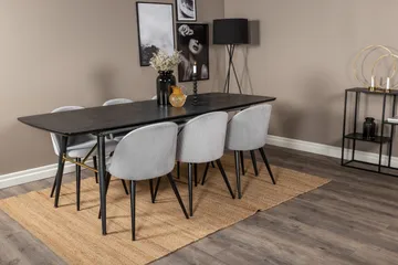 Irunea Uttrekkbar Spisegruppe 180 cm inkl. 6 Valeri Stoler - Svart/Grå/Kordfløyel - Møbler - Bord - Spisegrupper