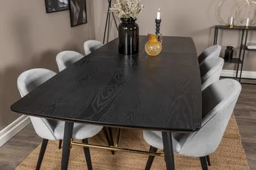 Irunea Uttrekkbar Spisegruppe 180 cm inkl. 6 Valeri Stoler - Svart/Grå/Kordfløyel - Møbler - Bord - Spisegrupper