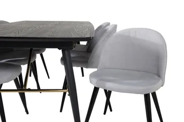 Irunea Uttrekkbar Spisegruppe 180 cm inkl. 6 Valeri Stoler - Svart/Grå/Kordfløyel - Møbler - Bord - Spisegrupper