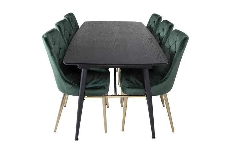 Irunea uttrekkbar spisegruppe 180 cm inkl. 6 Valerie Luksus stoler - Svart/Mørkegrønn/Gull - Møbler - Bord - Spisegrupper