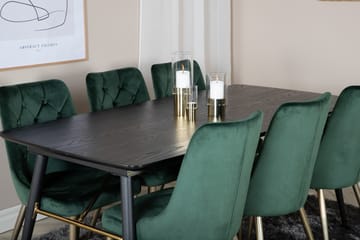 Irunea uttrekkbar spisegruppe 180 cm inkl. 6 Valerie Luksus stoler - Svart/Mørkegrønn/Gull - Møbler - Bord - Spisegrupper
