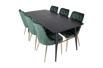 Irunea uttrekkbar spisegruppe 180 cm inkl. 6 Valerie Luksus stoler - Svart/Mørkegrønn/Gull - Møbler - Bord - Spisegrupper