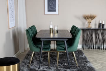 Irunea uttrekkbar spisegruppe 180 cm inkl. 6 Valerie Luksus stoler - Svart/Mørkegrønn/Gull - Møbler - Bord - Spisegrupper