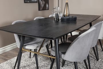 Irunea uttrekkbar spisegruppe 180 cm inkl. 6 Valerie stoler - Svart/Lysegrå - Møbler - Bord - Spisegrupper