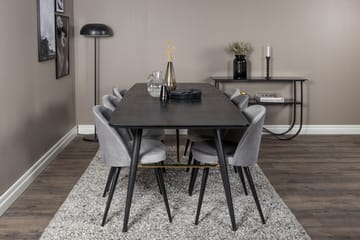 Irunea uttrekkbar spisegruppe 180 cm inkl. 6 Valerie stoler - Svart/Lysegrå - Møbler - Bord - Spisegrupper