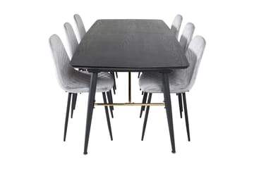 Irunea uttrekkbar spisegruppe 180 cm inkl. 6 Ypas stoler - Grå/Svart - Møbler - Bord - Spisegrupper