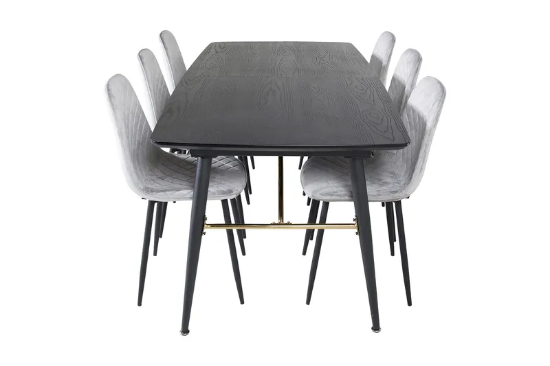 Irunea uttrekkbar spisegruppe 180 cm inkl. 6 Ypas stoler - Grå/Svart - Møbler - Bord - Spisegrupper