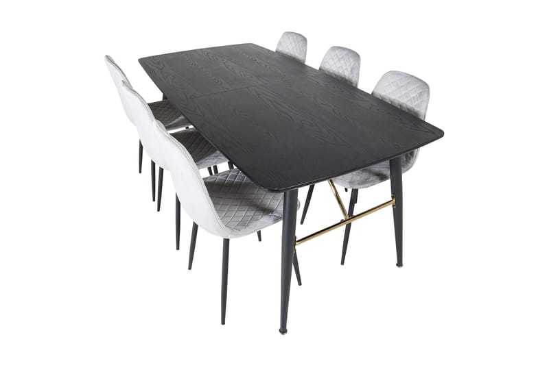 Irunea uttrekkbar spisegruppe 180 cm inkl. 6 Ypas stoler - Grå/Svart - Møbler - Bord - Spisegrupper